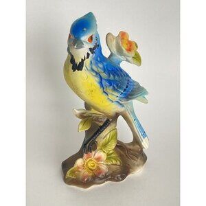 Ceramic Blue Yellow Bird Mid-Century Modern Pottery Japan Rossini